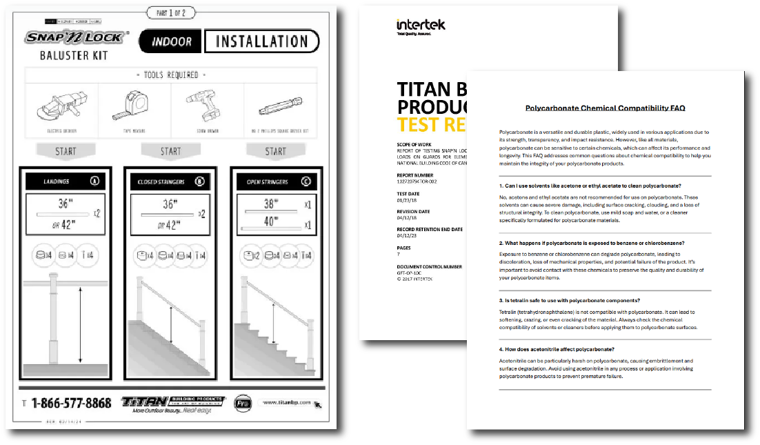 Installation Guides and Engineering Reports piled next to each other