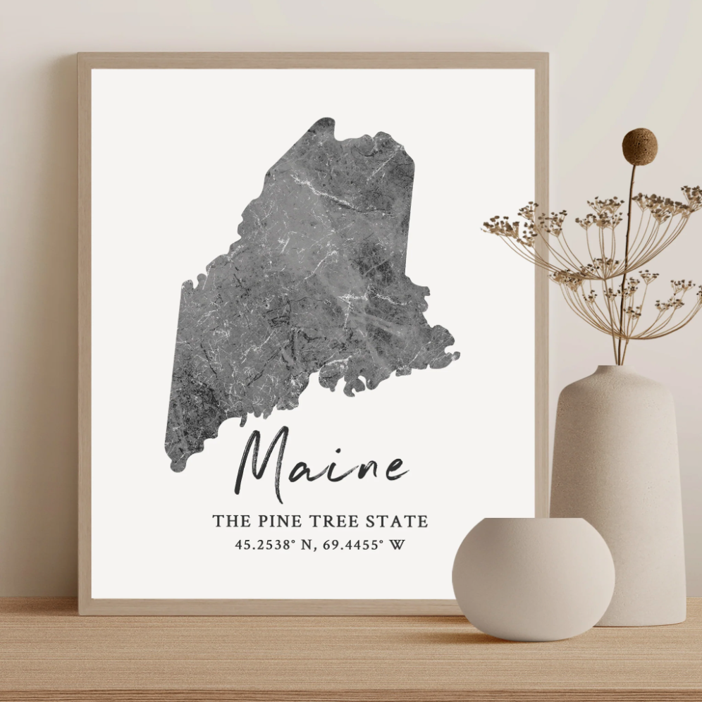 Maine State Map Silhouette print
