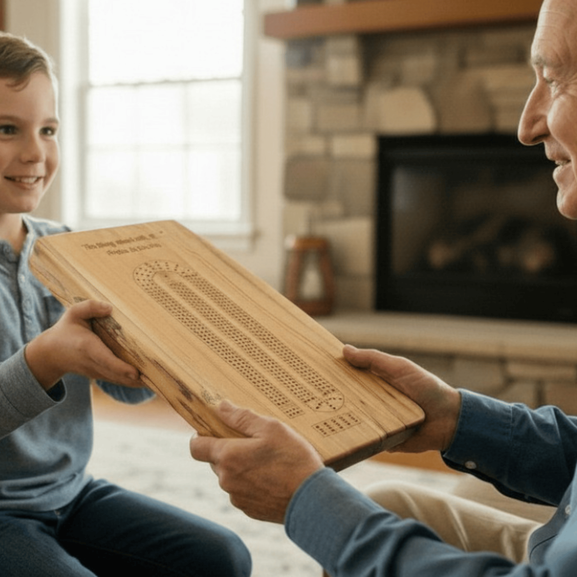 Friends enjoying food served on a live edge walnut charcuterie board as a hostess gift