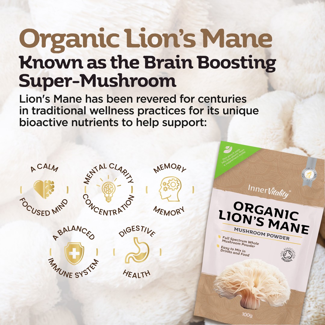 Inner Vitality Organic Lions Mane Supplement Powder