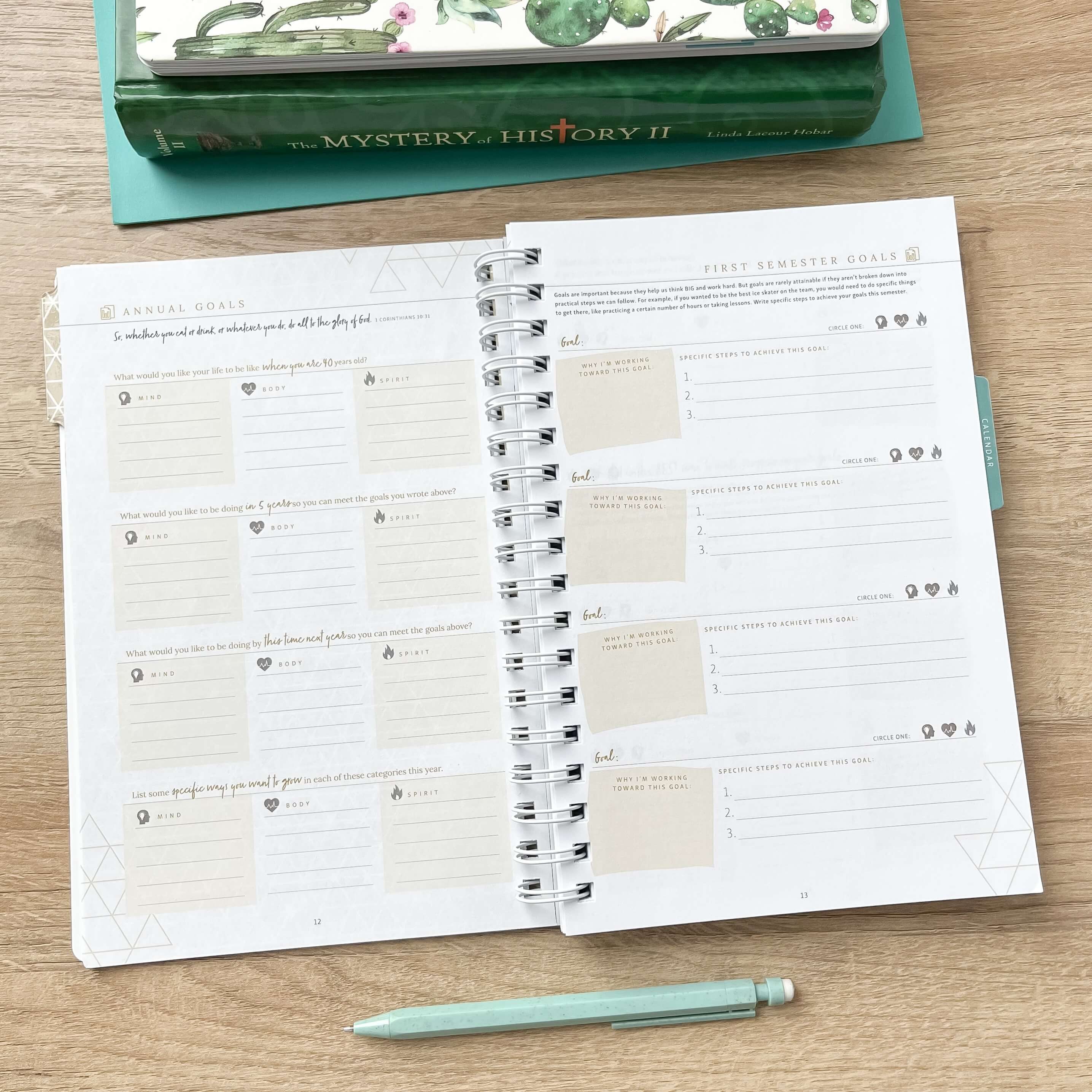 Middle School Homeschool Planner goals pages