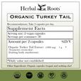 Organic Turkey Tail supplements facts. 1000 mg of organic turkey tail extract. (fruiting bodies only)
