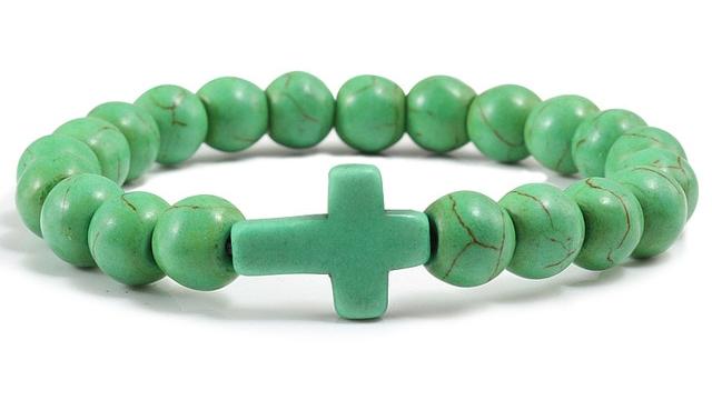 Stone Cross Bracelet - Green