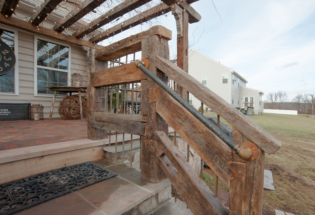 Reclaimed Wood Stair Railing for Deck