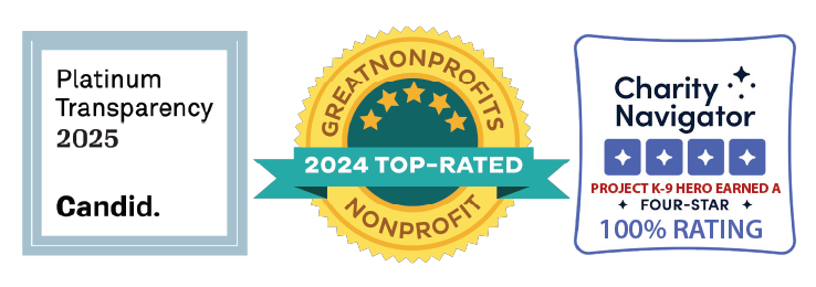 Project K-9 Hero's Platinum Transparency 2023 Candid Status and GreatNonProfits 2024 Top Rated Status in 2024