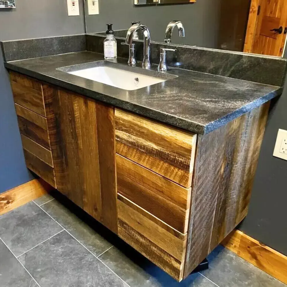 large reclaimed wood bathroom vanity