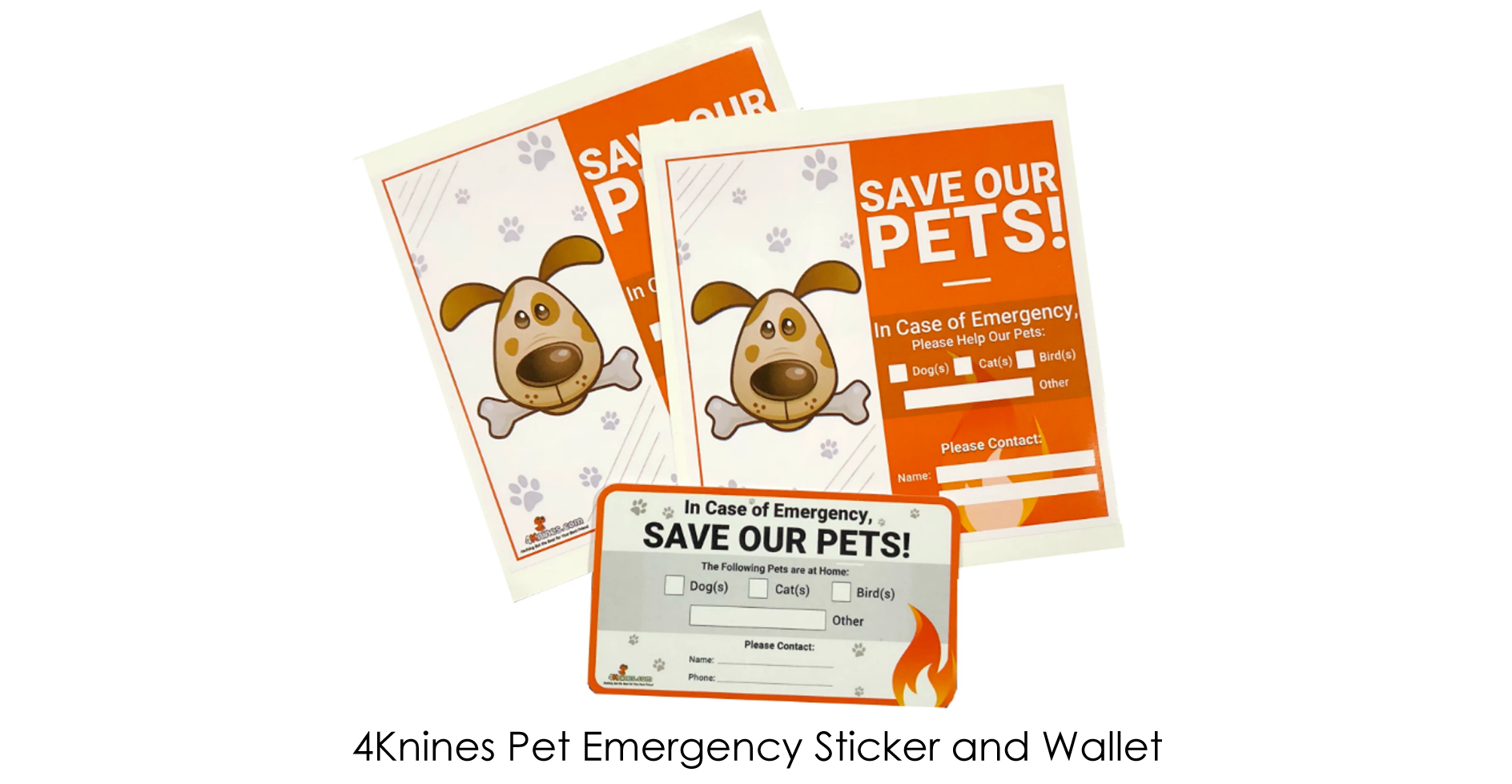 Autocollant d'urgence et carte de portefeuille pour animaux de compagnie 4Knines