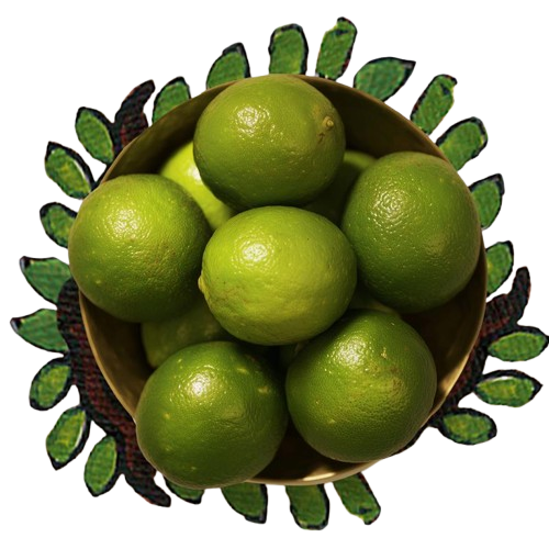 A bunch of cut limes in half kept over a white color background