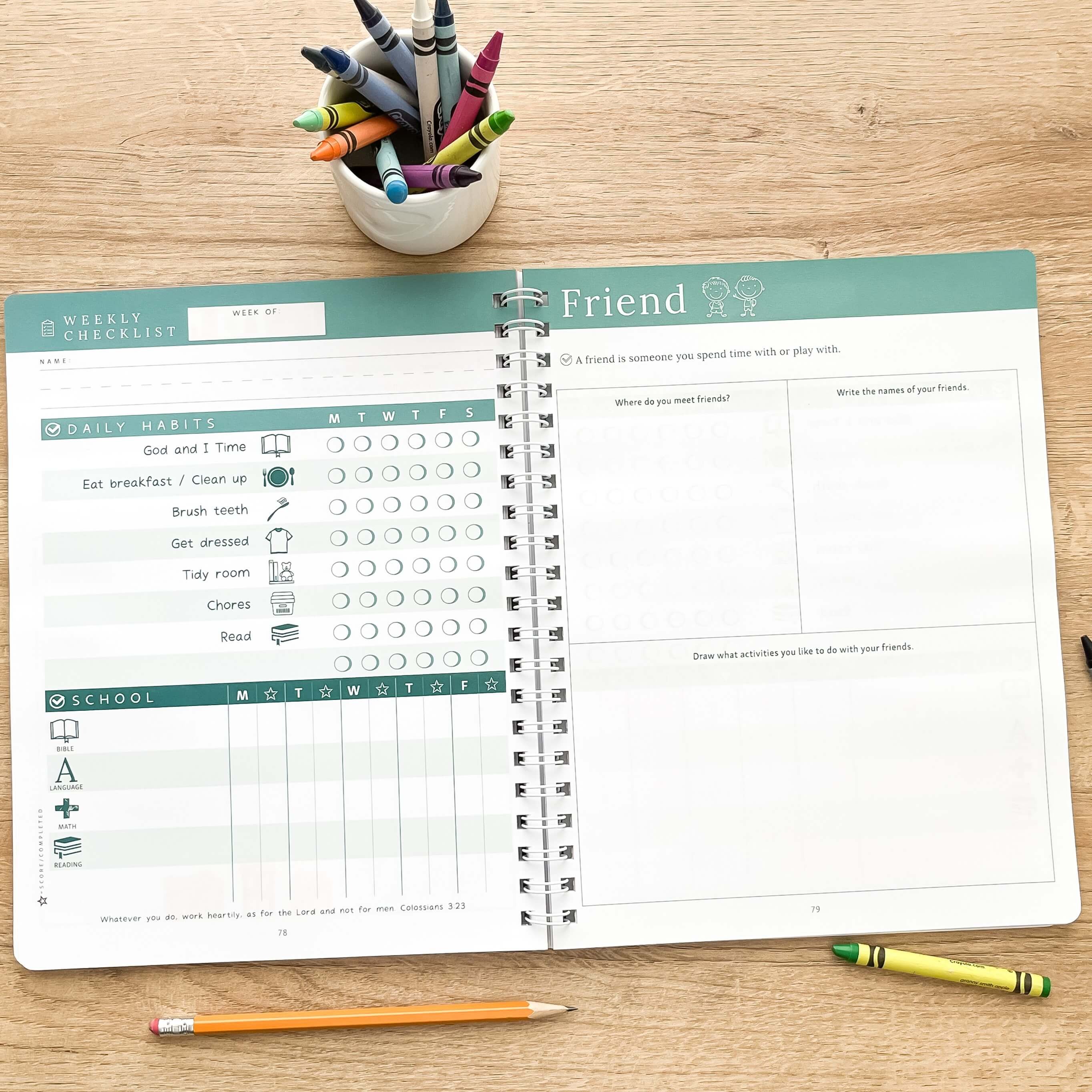 Primary Homeschool Planner level 2 weekly checklist