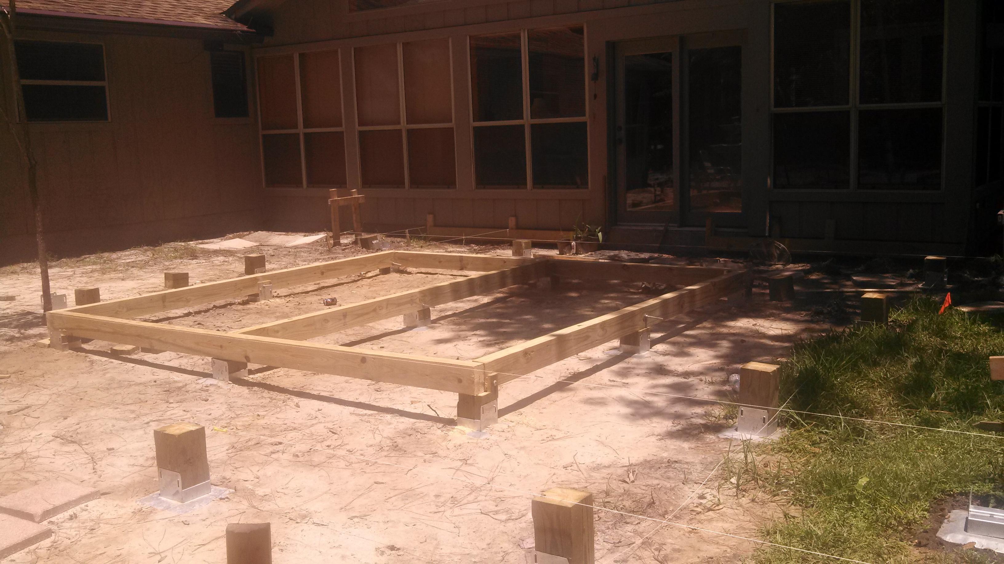 framing around the deck foot anchors