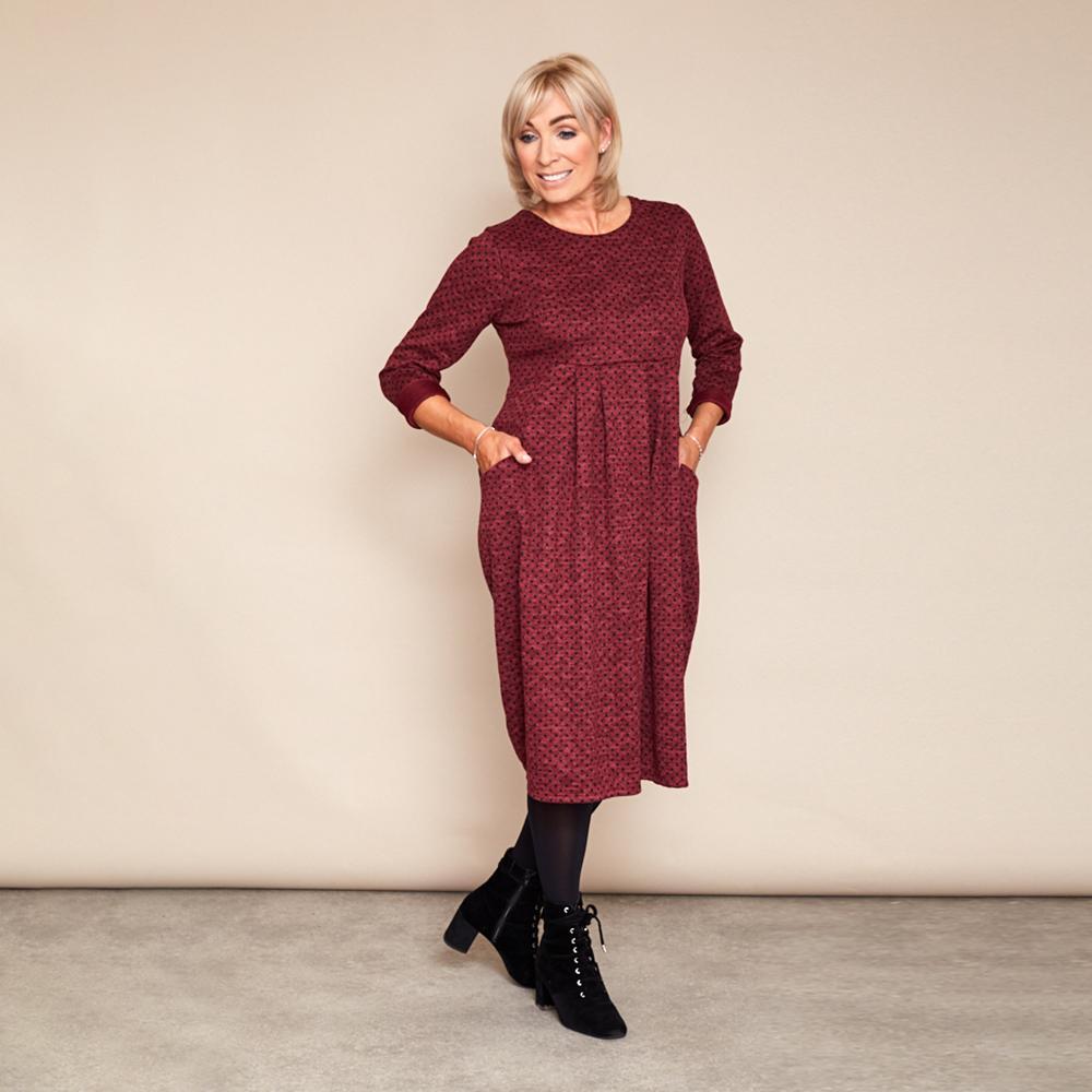Zoe Polka Dot Dress (Wine)