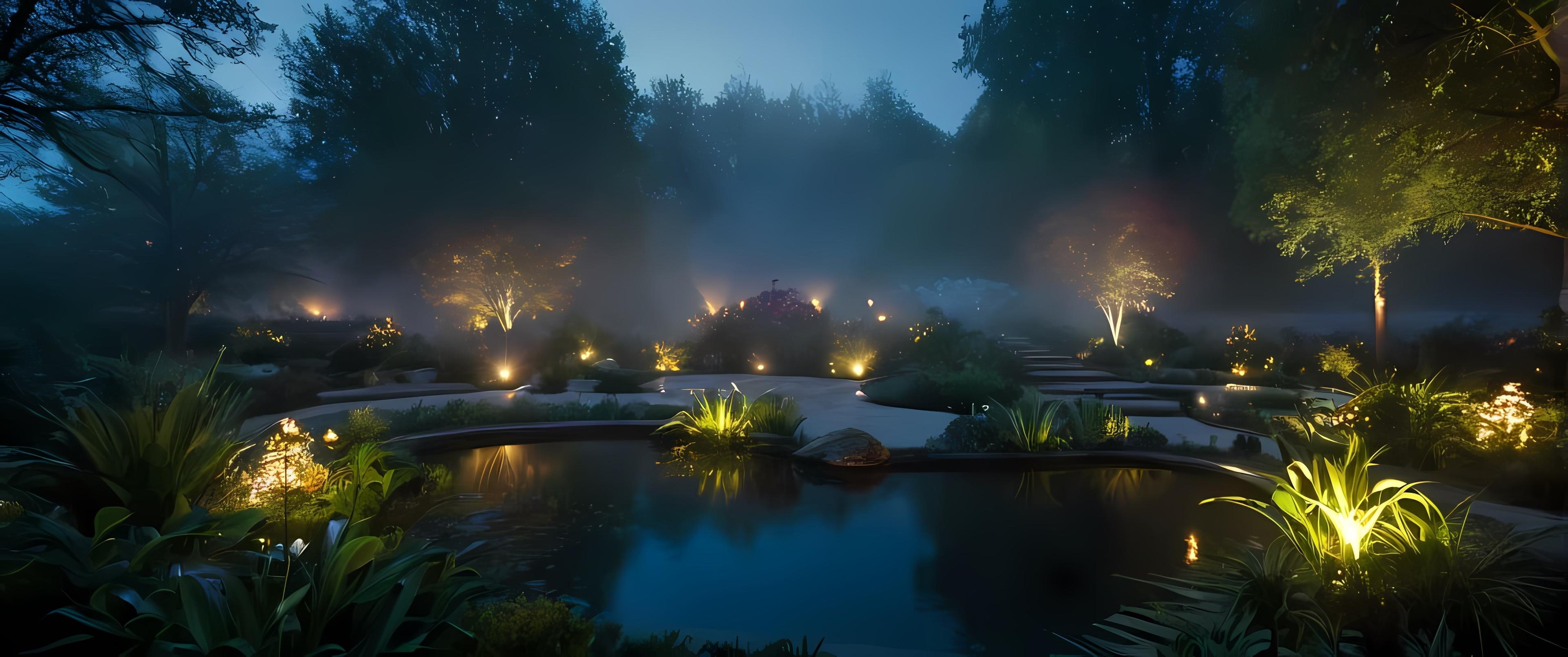 Gartenteich mit Lichthighlights