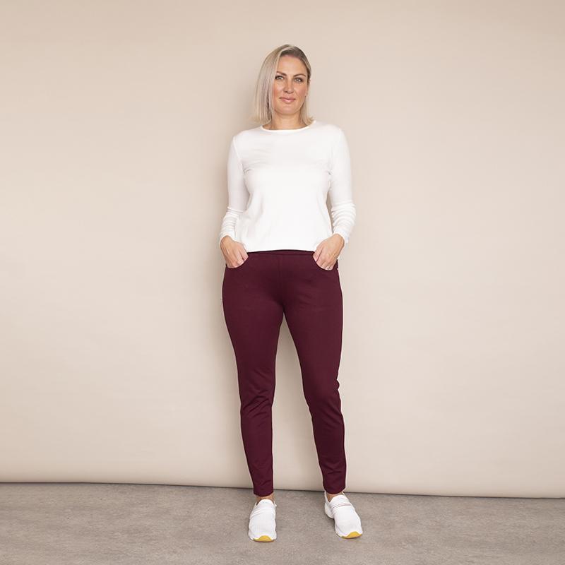 Ann Stretch Waist Trousers - Plus Size (Wine)