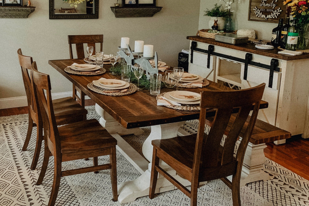 Avon Farmhouse Dining Table with White Trestle Base