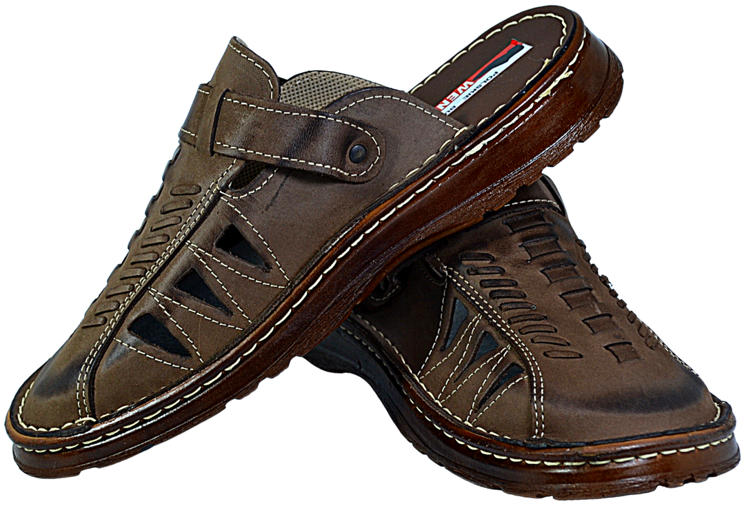 Oliver - Mens arch support leather clogs - Reindeer Leather
