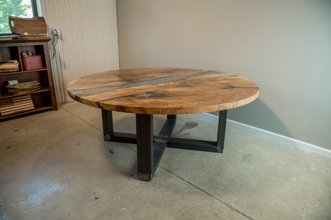 Live Edge Round Resin Dining Table