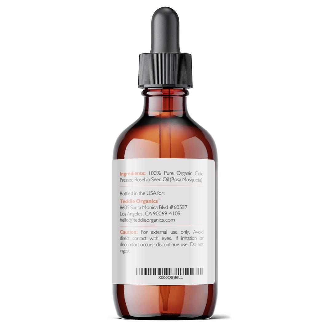 Rosehip Oil by Teddie Organics - Unrefined, Cold Pressed, Organic