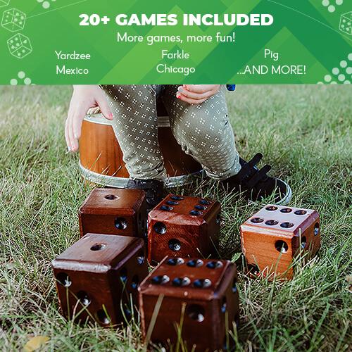 thumbnail image 2 of Yardzee Farkle Premium Outdoor 6 Cedar Dice Game With Clipboard & 4 Score Cards 2 of 5