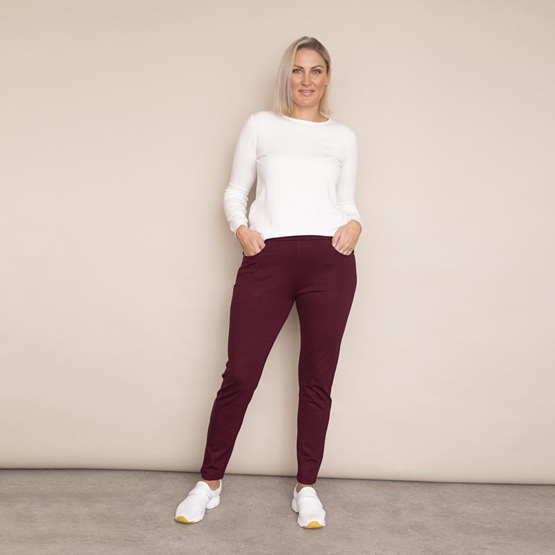 Ann Stretch Waist Trousers - Plus Size (Wine)