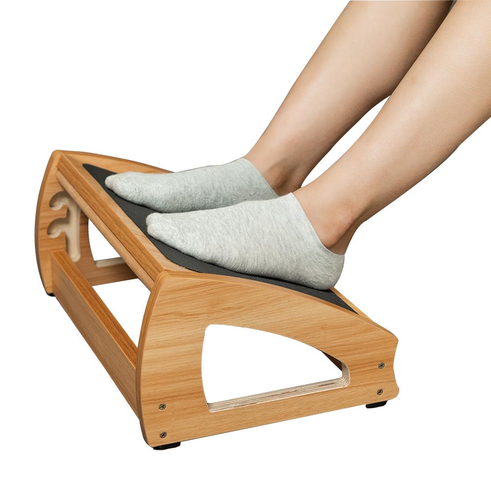 StrongTek Adjustable Wood Foot Rest, 3-Level Incline for Work & Home