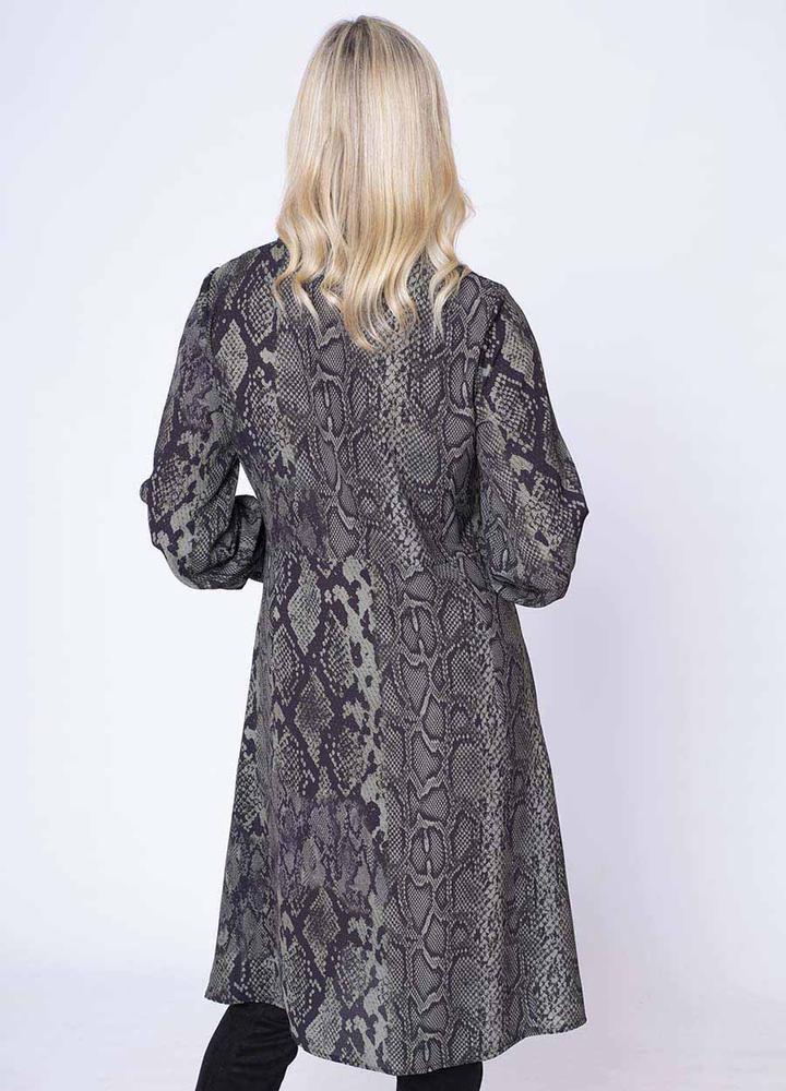 Snake Print Shirt Dress in Khaki