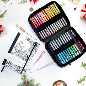 Tangle Doodles Journal + 48 Glitter Gel Pen Set