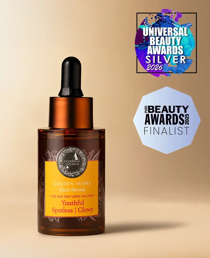 Golden Years Face Serum won Universal Beauty Award Silver 2026 and Finalist Pure Beauty Awards 2025