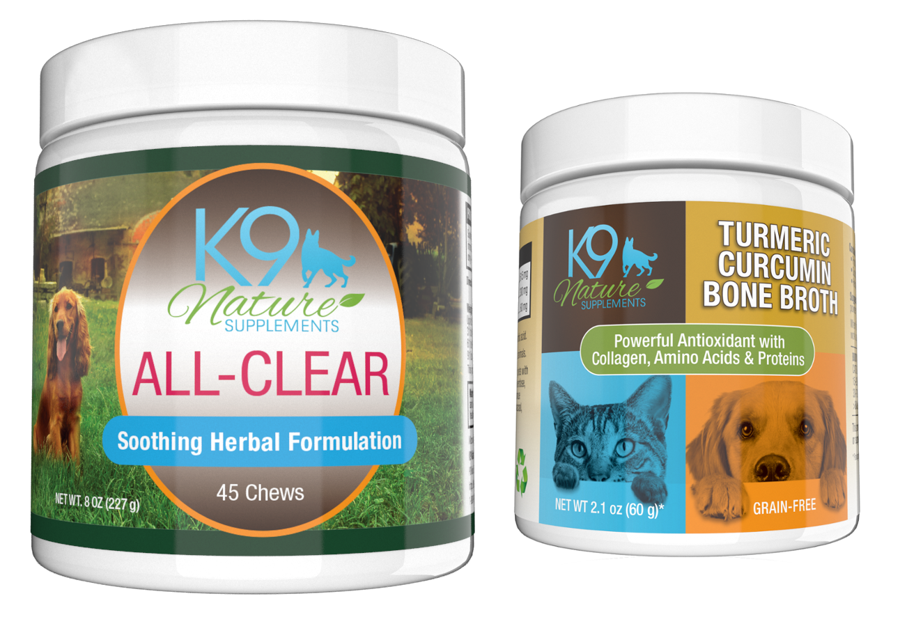 All-Clear allergy treats for dogs and turmeric curcumin bone broth
