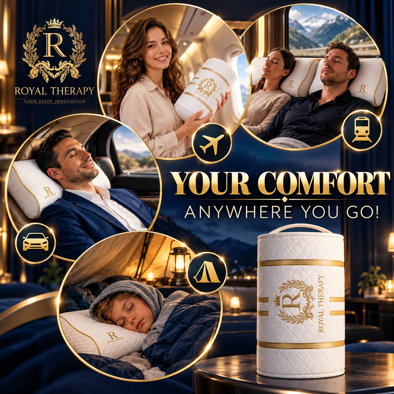 Royal Therapy 3-Layer Travel Memory Foam Pillow