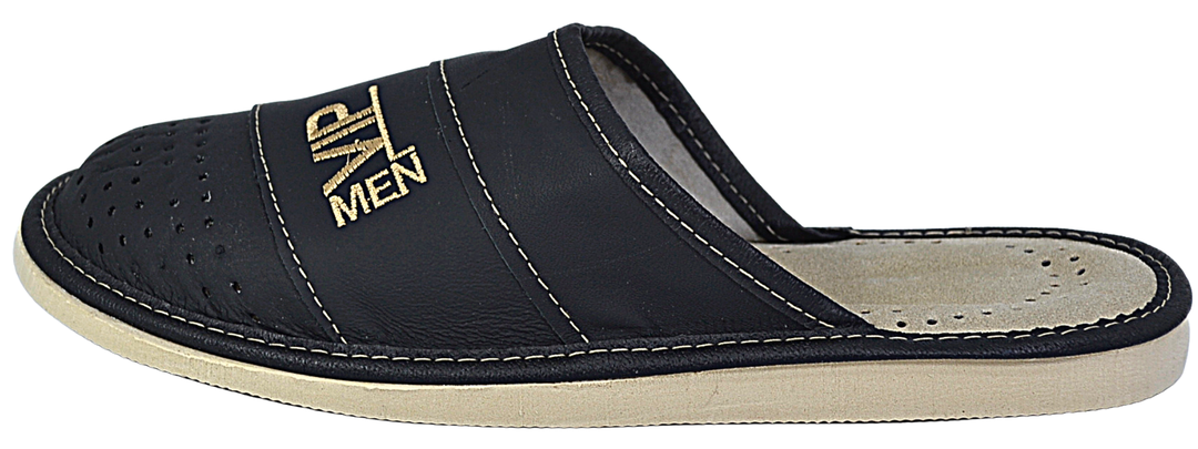 Knox - Mens leather scuff slippers - Reindeer Leather