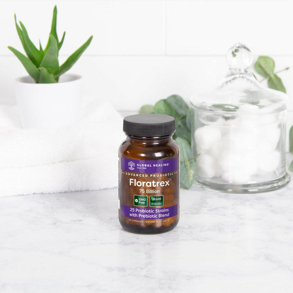 Floratrex 25 Strain ProBiotic Bottle On Counter