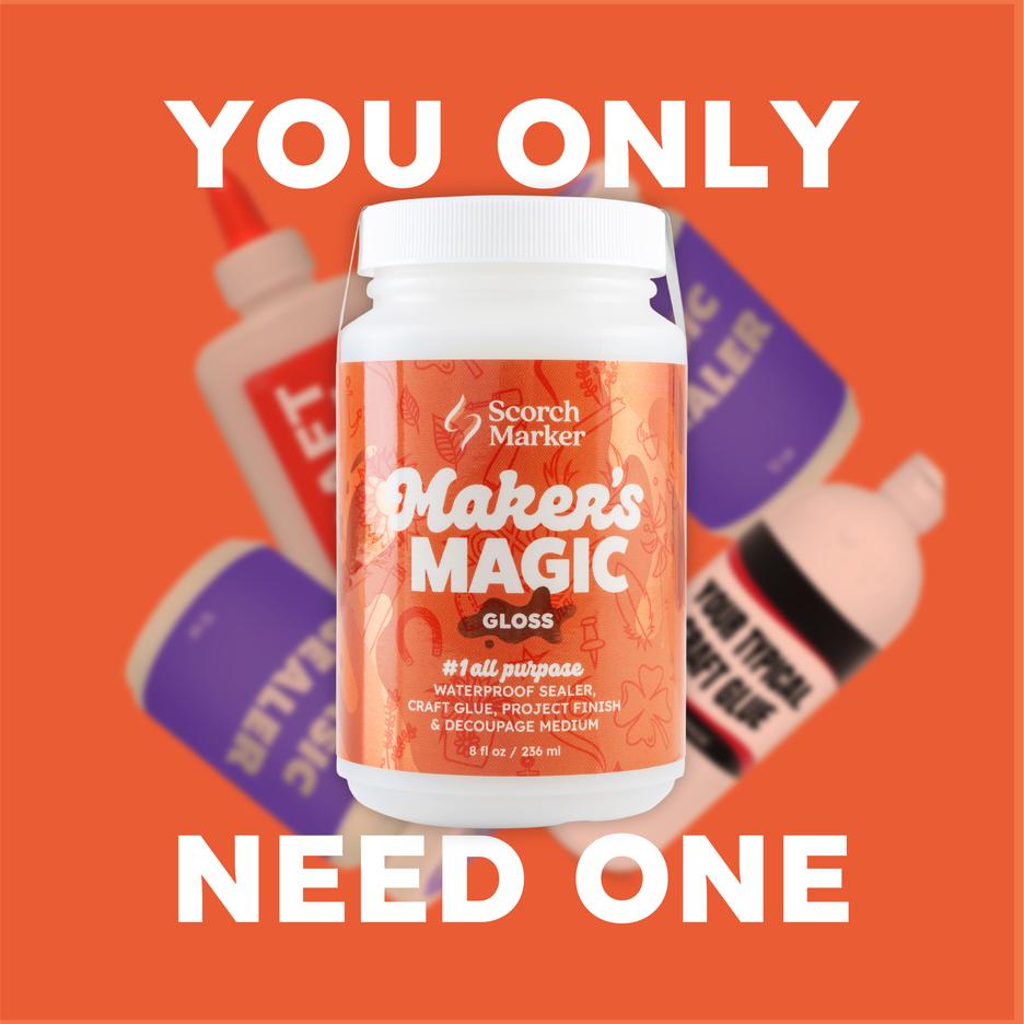 Maker's Magic 1 Craft Glue, Waterproof Sealer, Decoupage Medium and