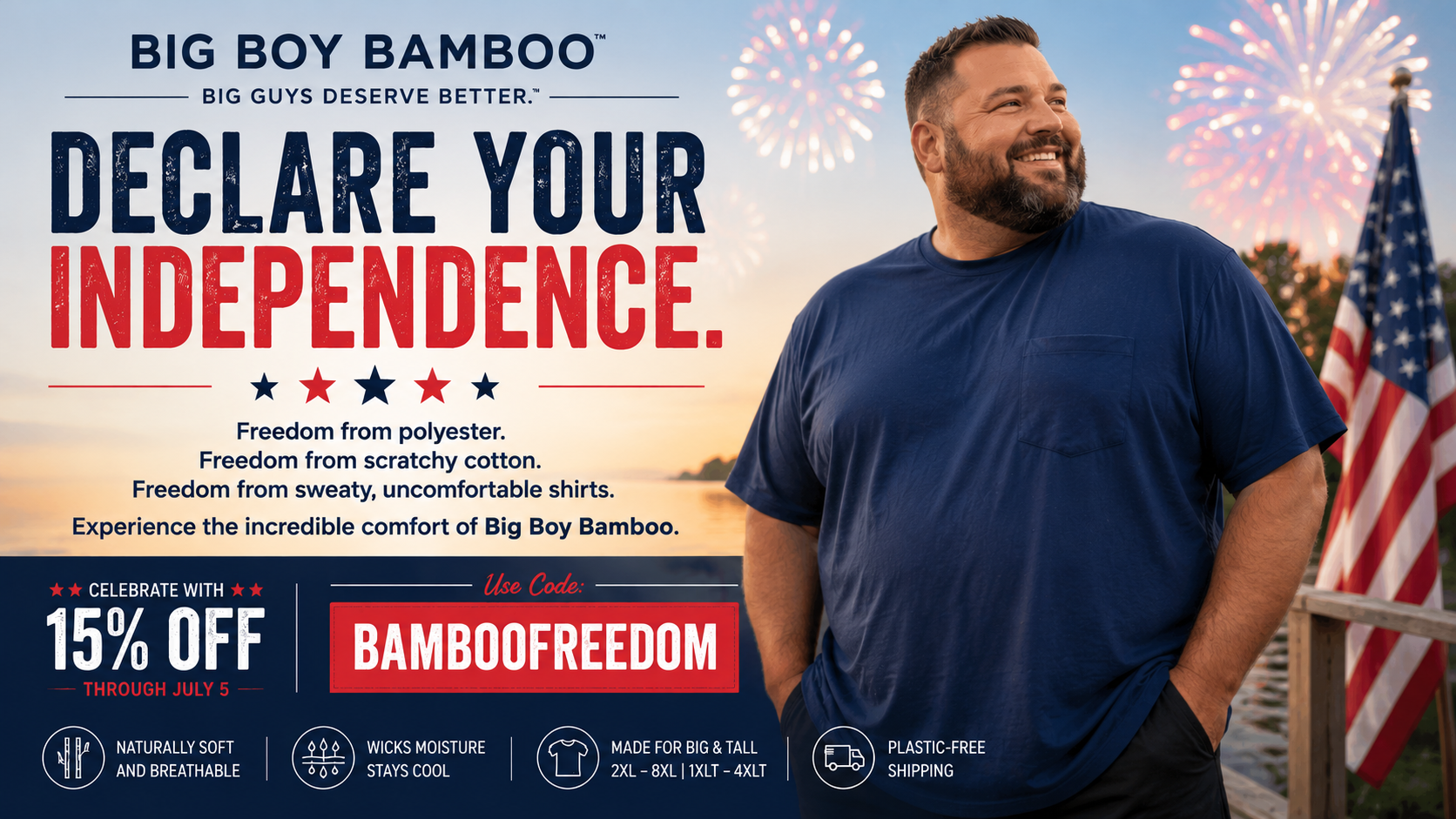 Score Big & Tall Bamboo Viscose Tees — Now with an Extra 15% Off Sitewide with Coupon BAMBOOFREEDOM