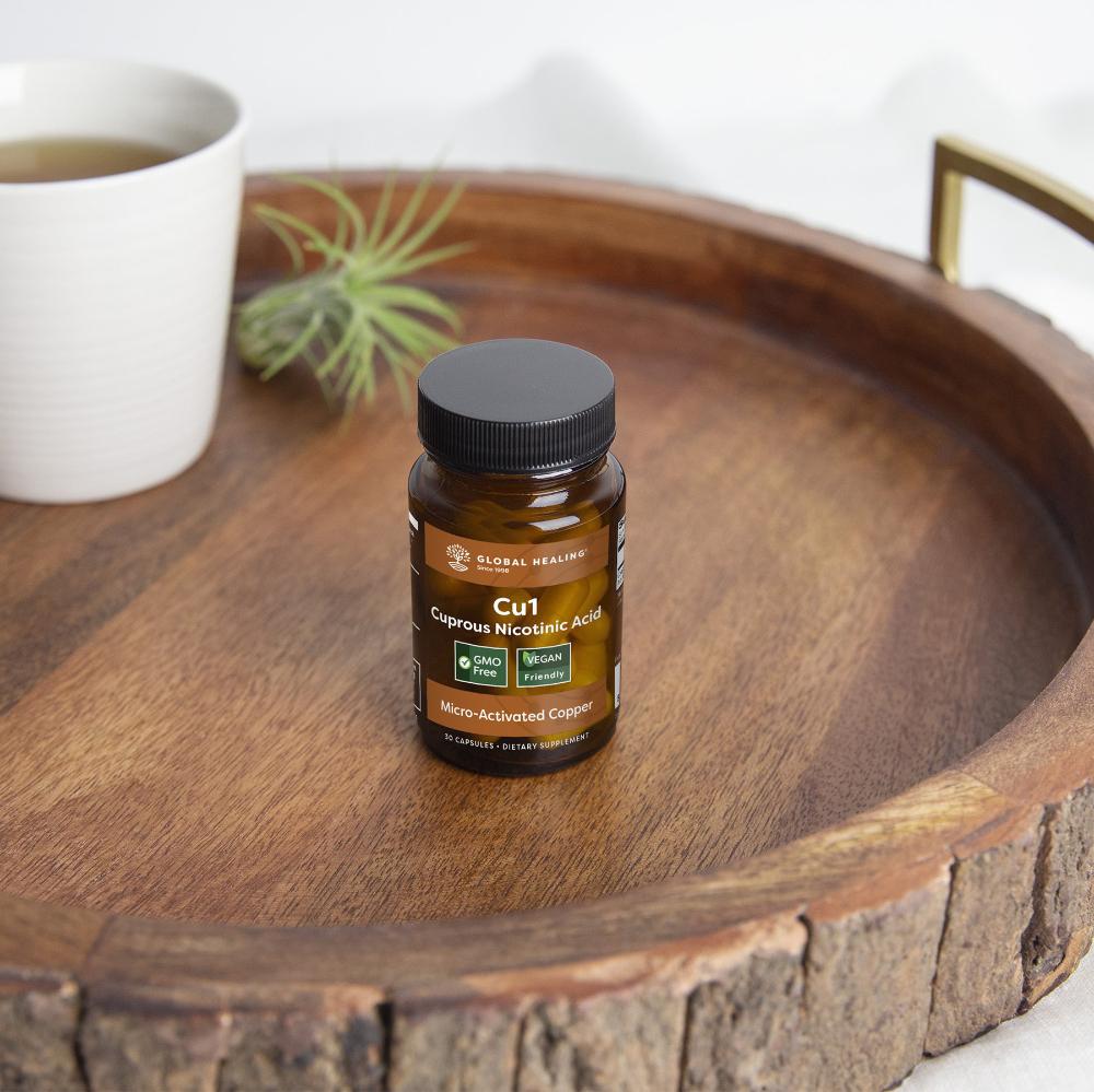 Global Healing Cu1 Micro Activated Copper Bottle On Tray