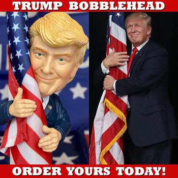 Trump 2020 Bobblehead (with Cloth American Flag)