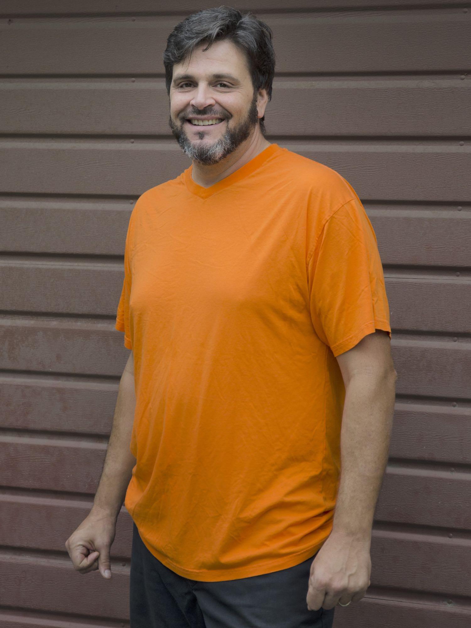 After all, we are fat guys. We have both girth and length to deal with if you know what we mean. Our bodies aren't just enlarged versions of the "standard" shape that most clothing manufacturers design their shirts for. We're shaped like big dudes, not oversized fitness models, so we're ecstatic to add these big and tall t-shirt sizes, created especially for dudes like us, to our tee shirt line. Here's what you need to know: New Big Boy Bamboo big & tall sizes are available in Crew Neck, V-Neck, and Crew Neck with Pocket styles and in sizes 1XLT, 2XLT, 3XLT and 4XLT.