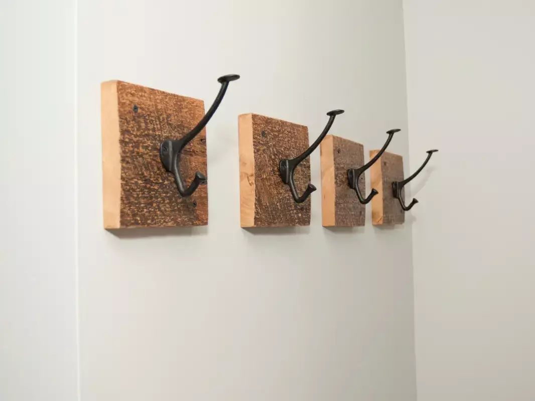 Rustic Wood Coat Hooks on Wall