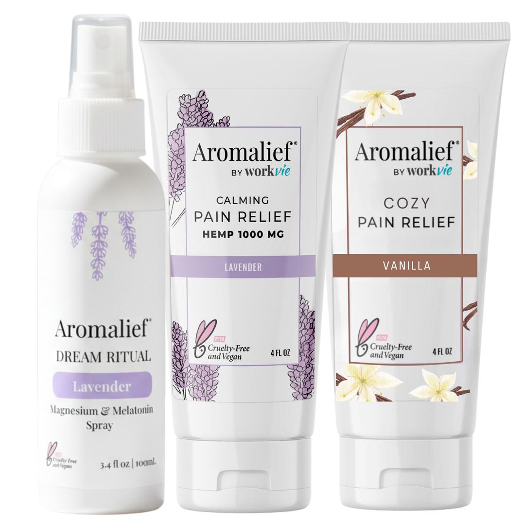 Lavender and Vanilla Pain Relief Creams with Lavender Melatonin Magnesium Spray