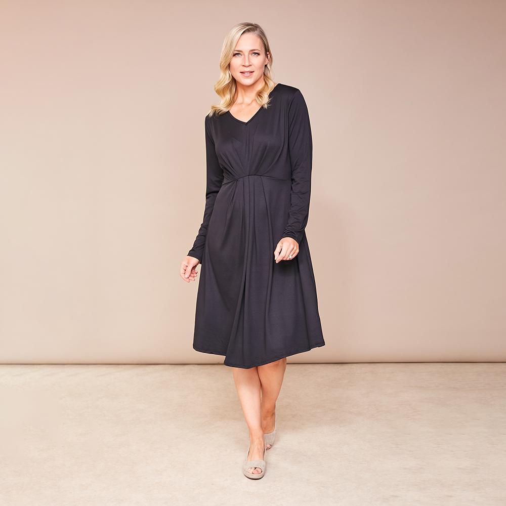 Karla V Neck Dress(Black)