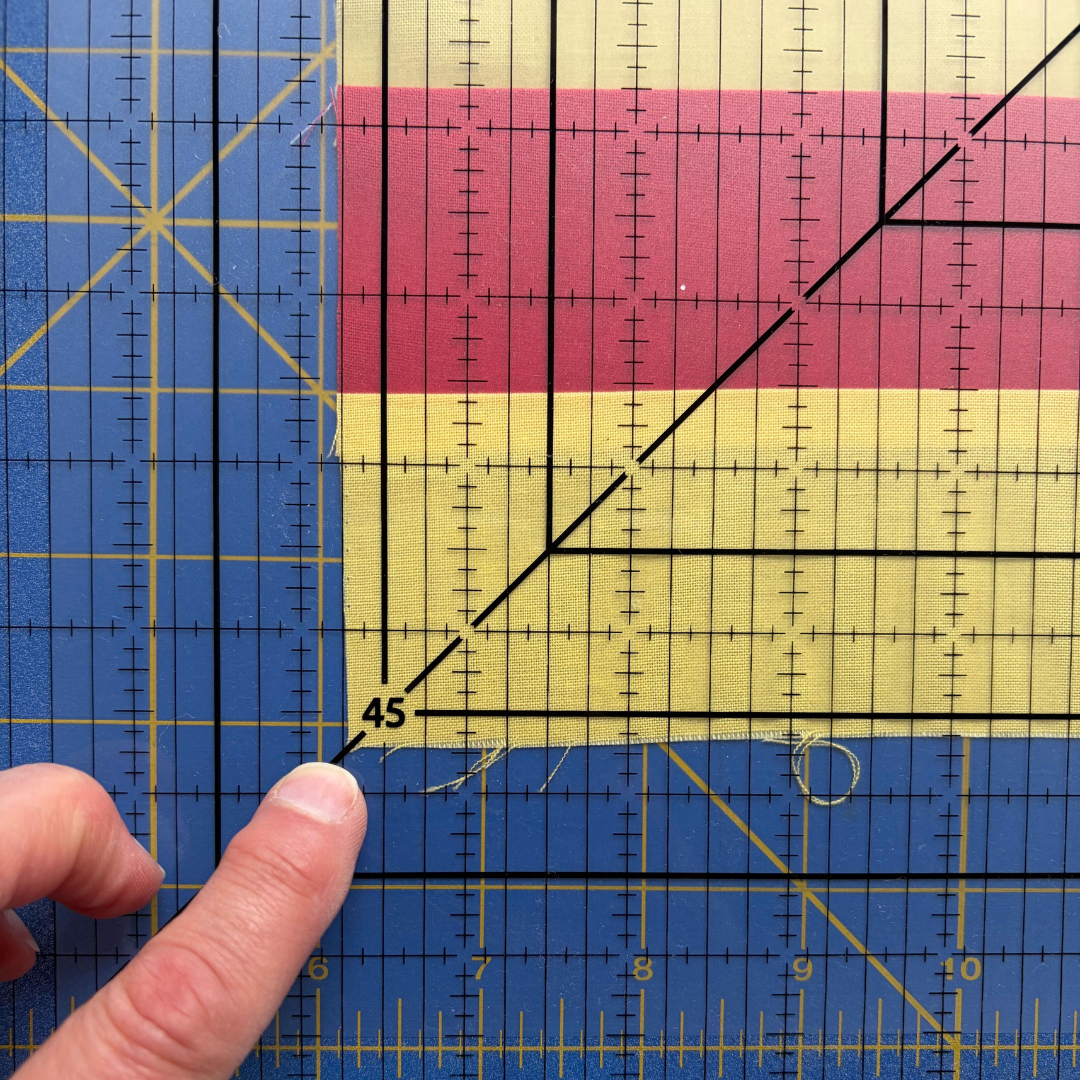 The 45 degree line runs through at least one of the corners and if possible, the middle of the block and even the opposite corner.