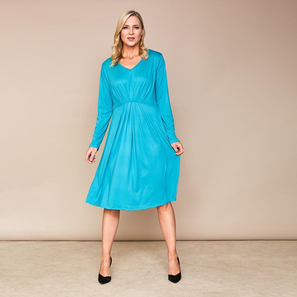 Karla V Neck Dress (Aqua Green)
