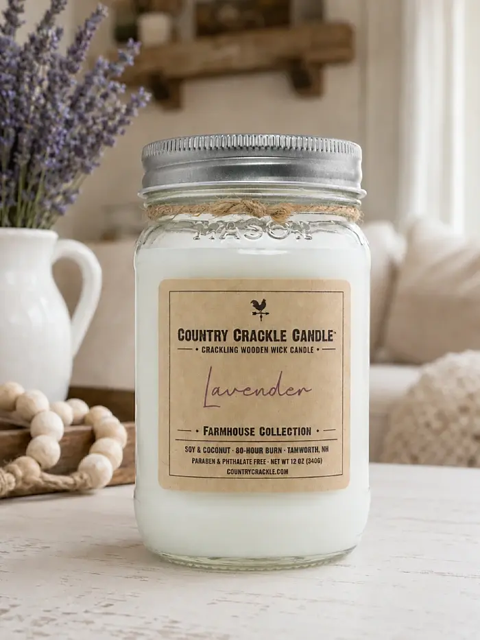 lavender large jar soy wooden wick candle
