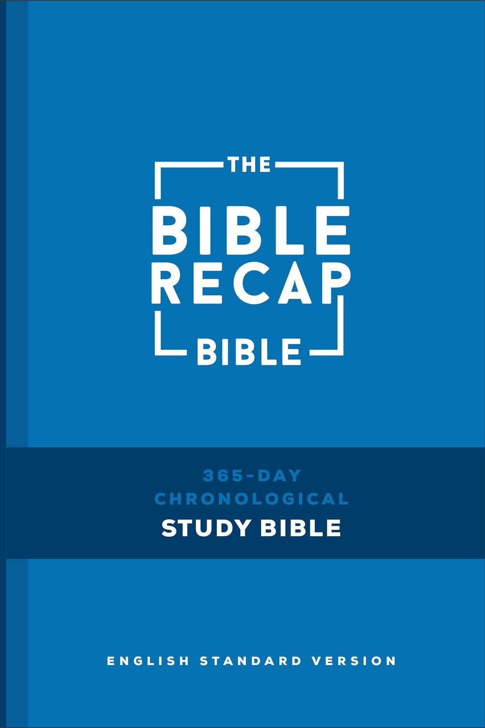 The ESV Bible Recap Bible, blue jacketed hardcover cover.
