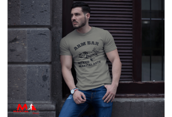 mma t shirt, boxing t shirt, jiu jitsu t shirt, bjj t shirt, mma t shirt with arm bar, mma olive heather color t shirt, martial arts t shirt