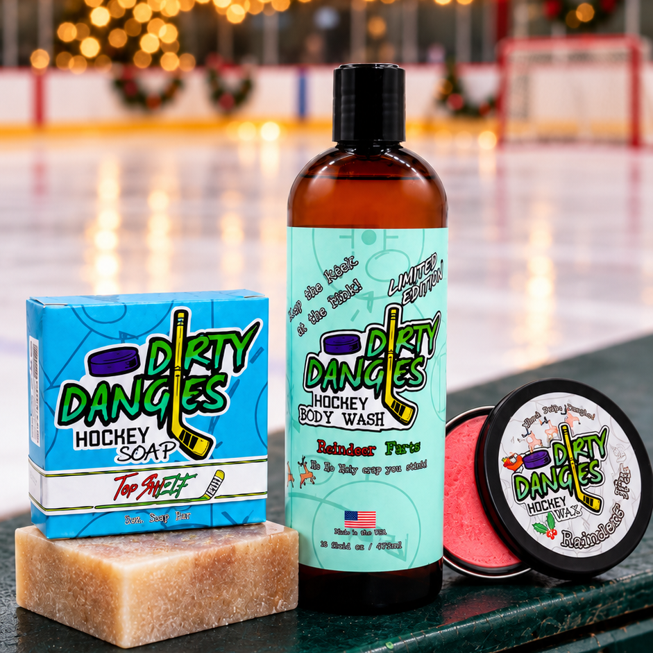 dirty dangles zombie sweat pumpkin spice scented bundle stick wax soap bar and body wash in a spooky halloween locker room