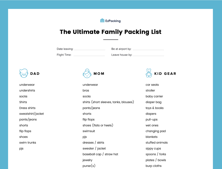 The Ultimate Family Packing List – EzPacking, Inc