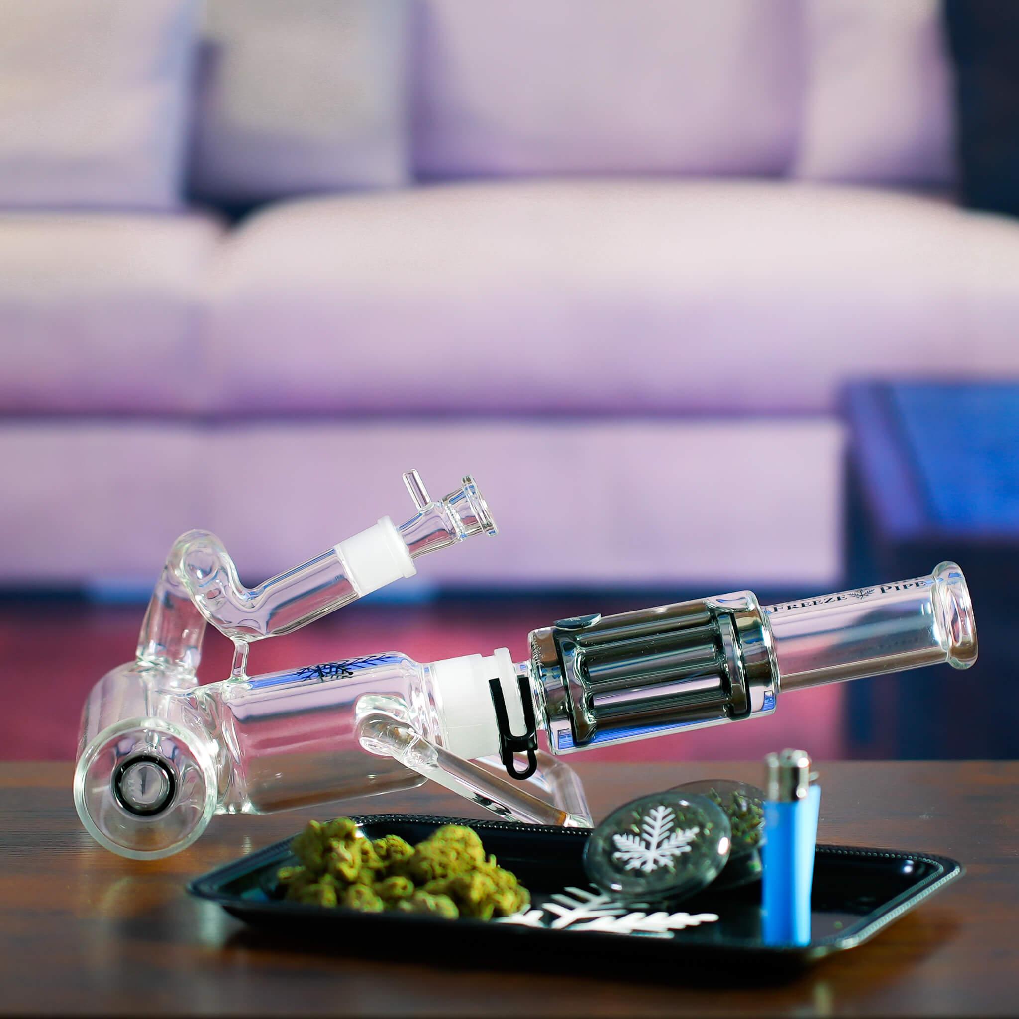 layflat bong next to weed