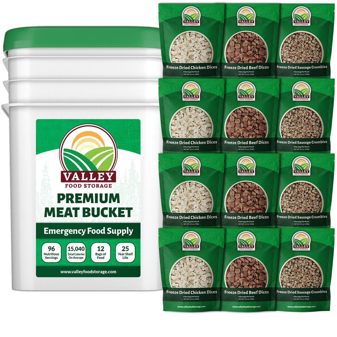 Premium FreezeDried Meat Bucket USDACertified Valley Food Storage
