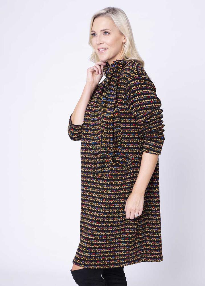Fine Knit Pocket Dress & Scarf in Mustard