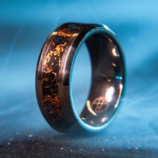 Tungsten and copper mens ring